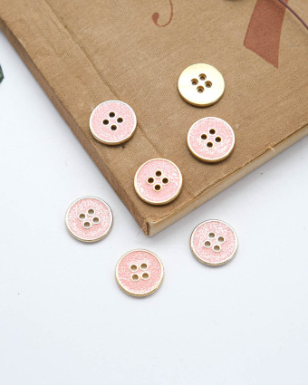 Bouton Paillettes et Tour Doré - Rose - Mercerine
