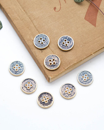 Bouton Paillettes et Tour Doré - Bleu - Mercerine