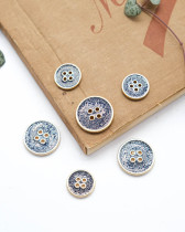 Bouton Paillettes et Tour Doré - Bleu