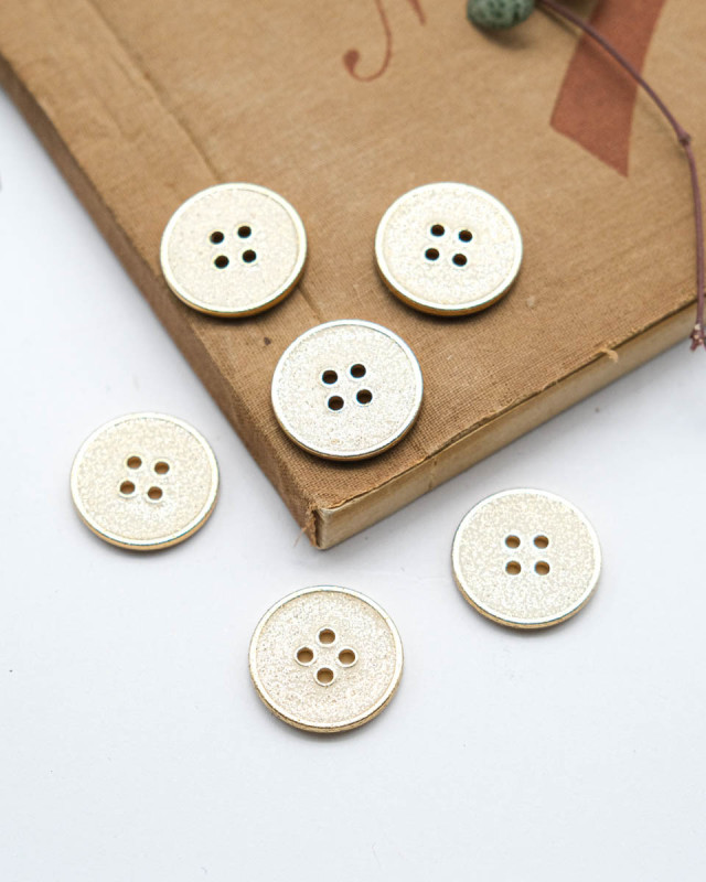 Bouton Paillettes et Tour Doré - Blanc - Mercerine