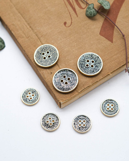 Bouton Paillettes et Tour Doré - Noir - Mercerine