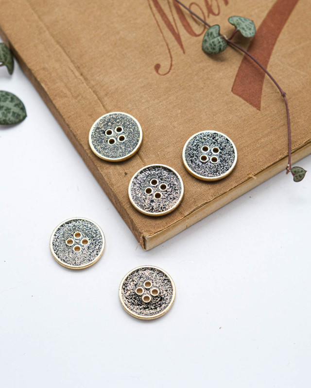 Bouton Paillettes et Tour Doré - Noir - Mercerine