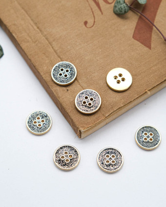 Bouton Paillettes et Tour Doré - Noir - Mercerine