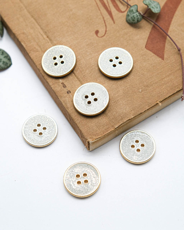 Bouton Paillettes et Tour Doré - Gris - Mercerine