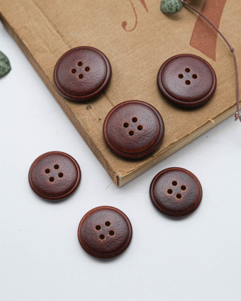 Bouton Fantaisie Effet Vieux Cuir Marron - Mercerine