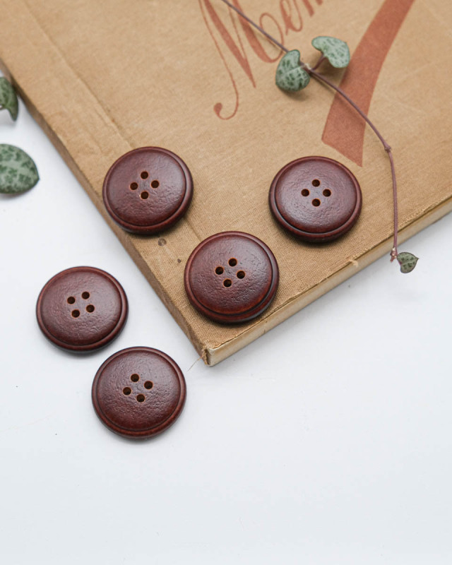Bouton Fantaisie Effet Vieux Cuir - Marron - Mercerine