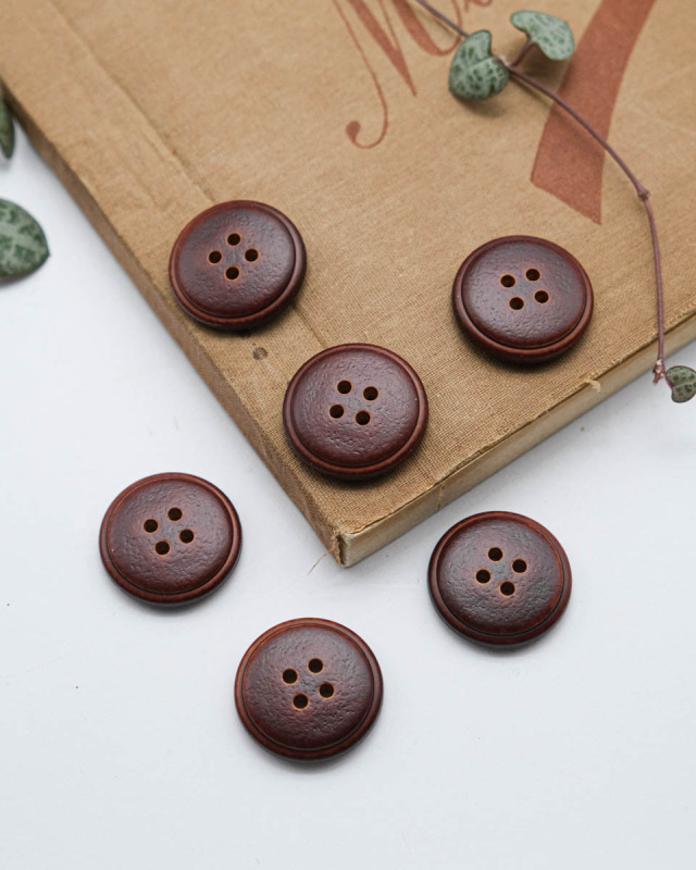 Bouton Fantaisie Effet Vieux Cuir - Marron - Mercerine