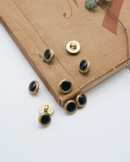 Bouton Fantaisie Tour Marron - Noir et Bleu Marine