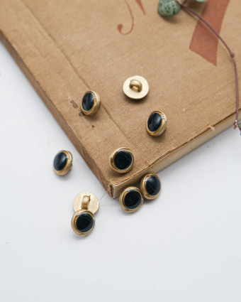 Bouton Fantaisie Tour Marron - Noir et Bleu Marine