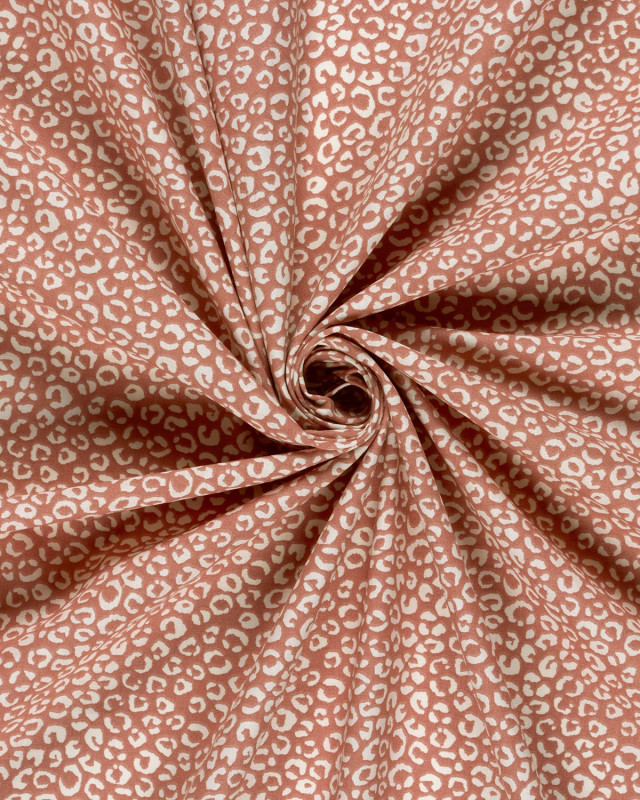 Popeline de Coton Motif Léopard Vieux Rose- Mercerine