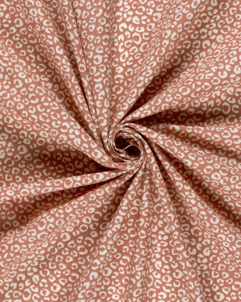 Popeline de Coton Motif Léopard Vieux Rose- Mercerine