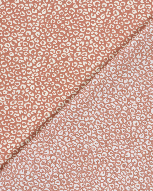 Popeline de Coton Motif Léopard Vieux Rose- Mercerine