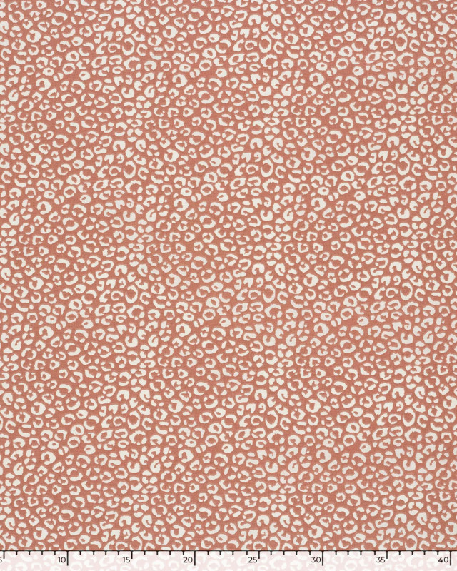 Popeline de Coton Motif Léopard Vieux Rose- Mercerine