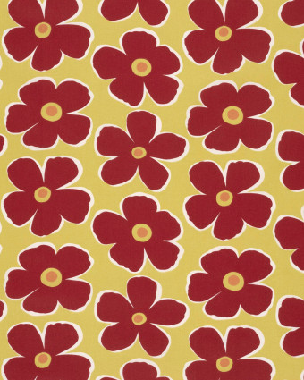 Popeline de Coton Fleurs Rouges - Mercerine