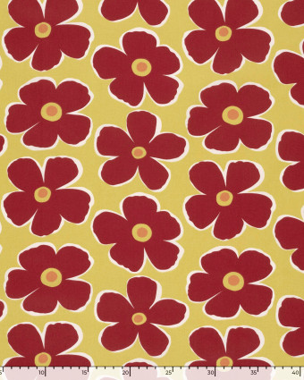 Popeline de Coton Fleurs Rouges - Mercerine