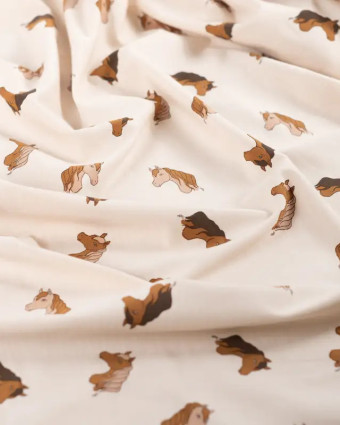 Tissu Jersey de Coton Sable Motif Cheval - Mercerine