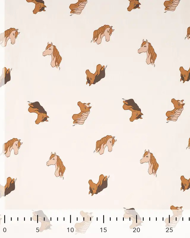Tissu Jersey de Coton Sable Motif Cheval - Mercerine