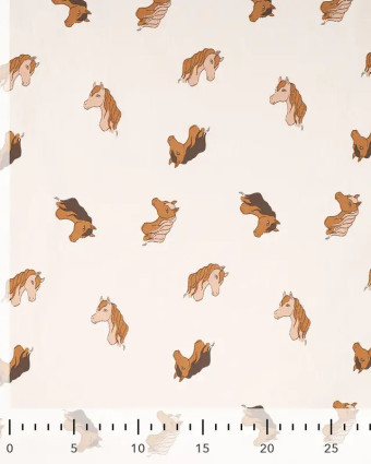 Tissu Jersey de Coton Sable Motif Cheval - Mercerine