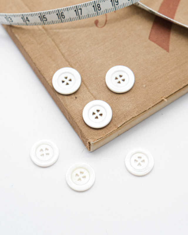 Bouton Fantaisie à Rebord Laqué - Blanc - Mercerine