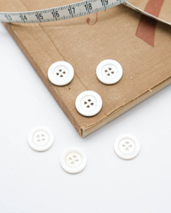 Bouton Fantaisie à Rebord Laqué - Blanc - Mercerine