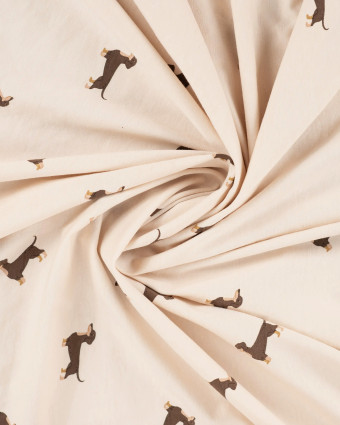 Tissu Jersey de Coton Sable Motif Teckel - Mercerine
