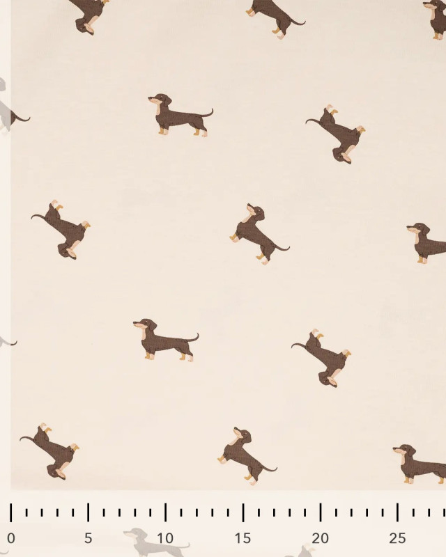 Tissu Jersey de Coton Sable Motif Teckel - Mercerine