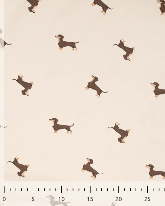Tissu Jersey de Coton Sable Motif Teckel - Mercerine