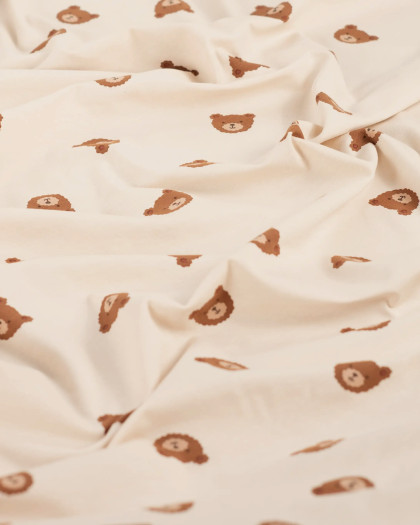 Tissu Jersey de Coton Sable Motif Nounours - Mercerine