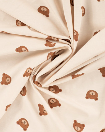 Tissu Jersey de Coton Sable Motif Nounours - Mercerine