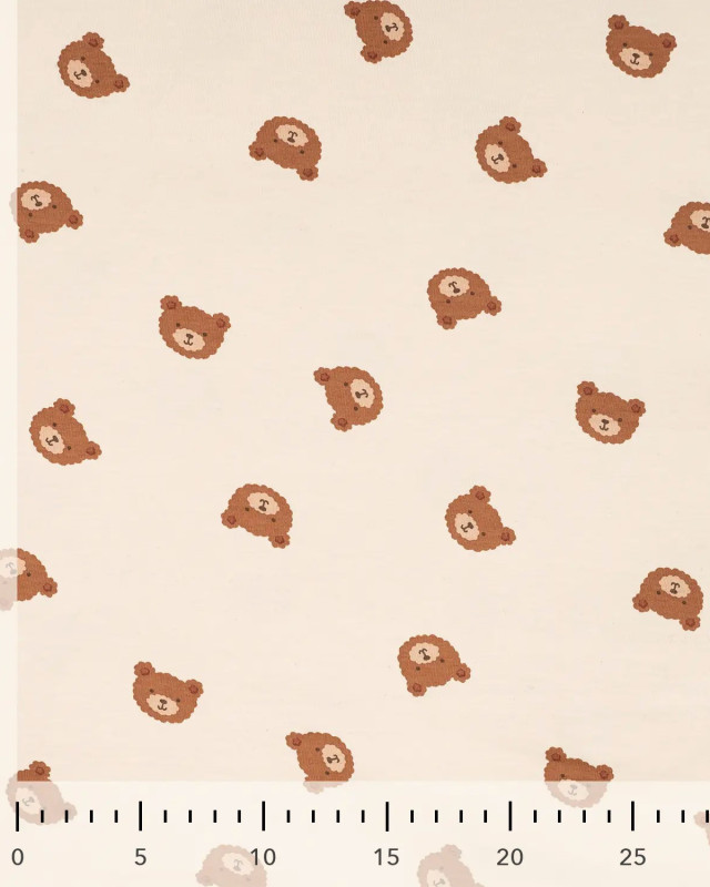 Tissu Jersey de Coton Sable Motif Nounours - Mercerine