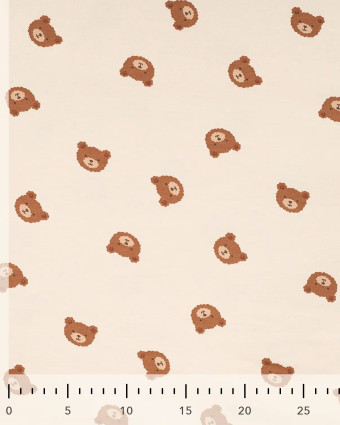 Tissu Jersey de Coton Sable Motif Nounours - Mercerine