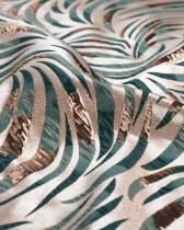 Tissu Jacquard Feuillage Pétrole Gold