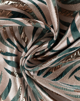 Tissu Jacquard Feuillage Pétrole Gold - Mercerine