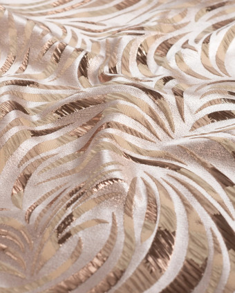 Tissu Jacquard Feuillage Pétrole Gold - Mercerine