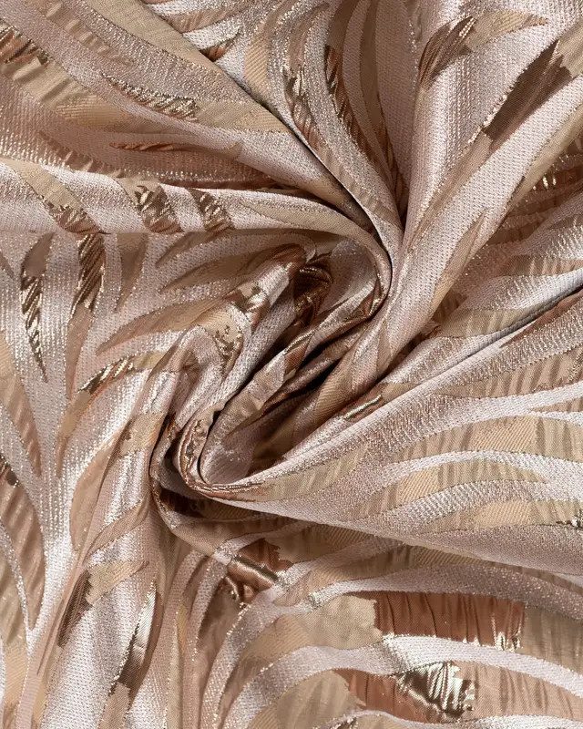 Tissu Jacquard Feuillage Pétrole Gold - Mercerine