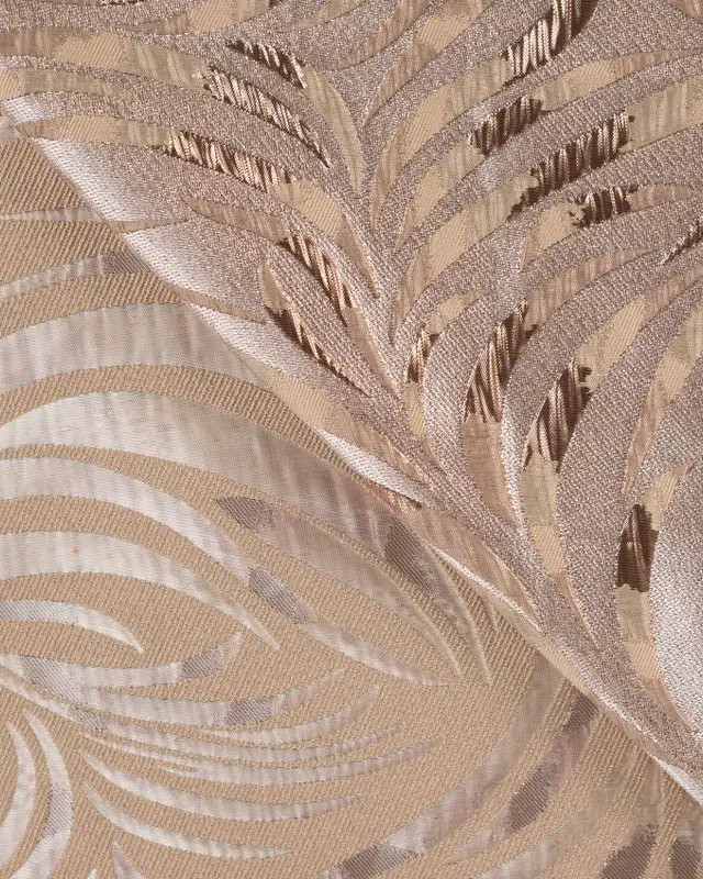 Tissu Jacquard Feuillage Pétrole Gold - Mercerine