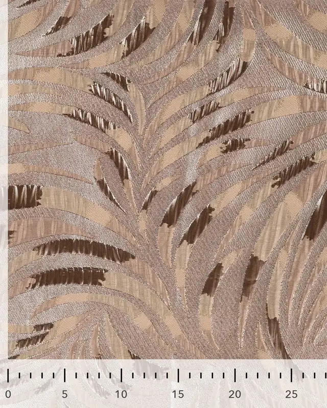 Tissu Jacquard Feuillage Pétrole Gold - Mercerine