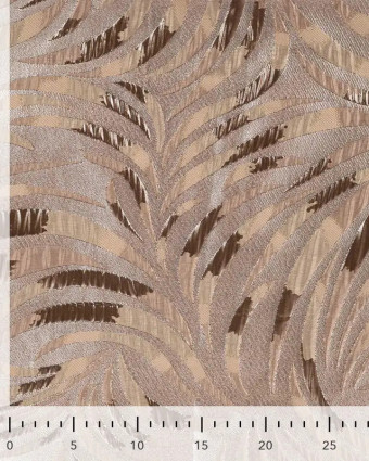 Tissu Jacquard Feuillage Pétrole Gold - Mercerine