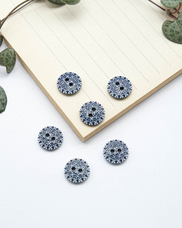 Bouton Rond Petite fleur - Bleu Marine - Mercerine