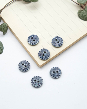Bouton Rond Petite fleur - Bleu Marine - Mercerine