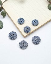Bouton Rond Petite fleur - Bleu Marine