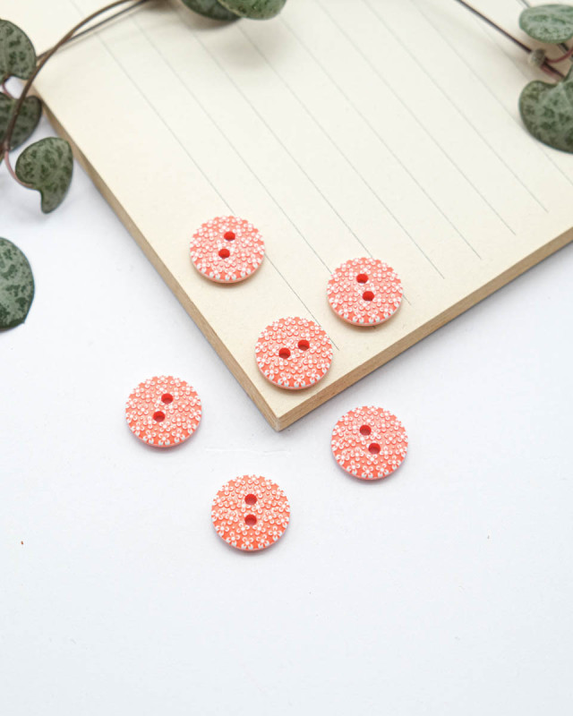 Bouton Rond Petite fleur - Corail - Mercerine