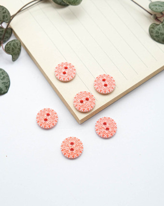 Bouton Rond Petite fleur - Corail - Mercerine