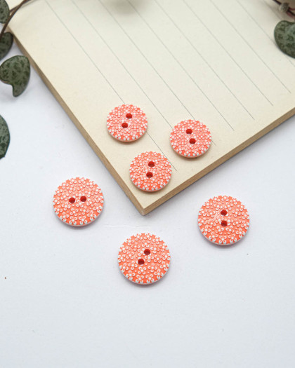 Bouton Rond Petite fleur - Corail - Mercerine