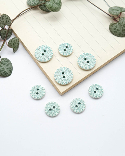 Bouton Rond Petite fleur - Bleu Ciel