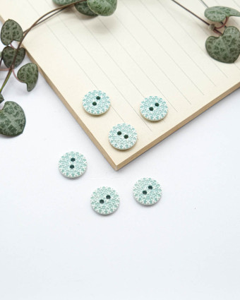 Bouton Rond Petite fleur - Sauge - Mercerine