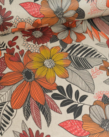 Tissu Enduit Hanoi Rouge - Mercerine
