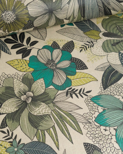 Tissu Enduit Hanoi Vert - Mercerine