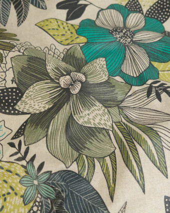 Tissu Enduit Hanoi Bleu Vert - Mercerine