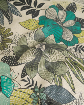 Tissu Enduit Hanoi Bleu Vert - Mercerine